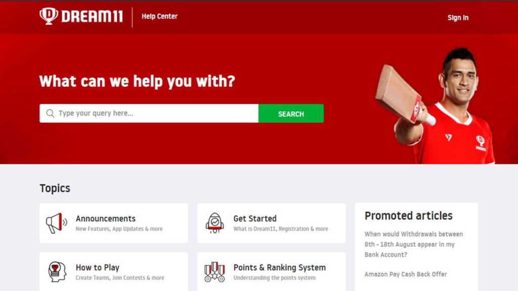 dream11 help desk