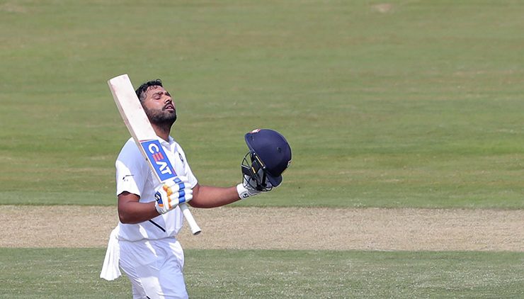 Rohit Sharma scores a century in his maiden Test as an Opener