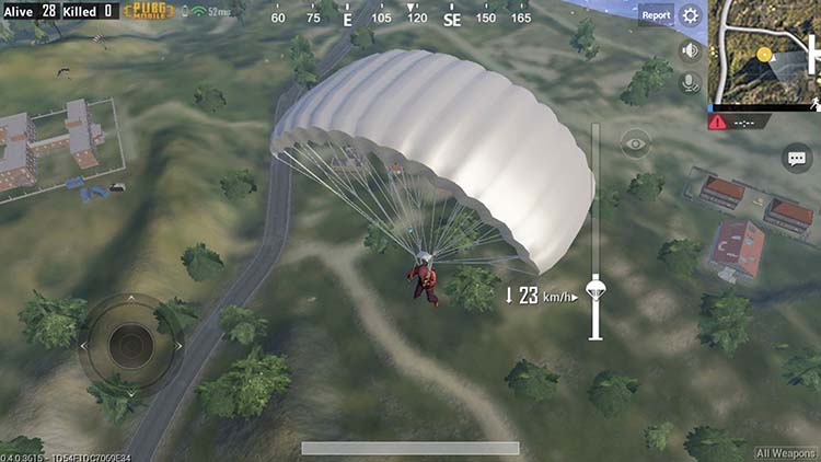 Parachute in a less popular area 