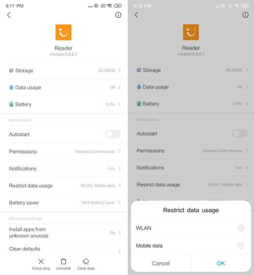 Disable background syncing