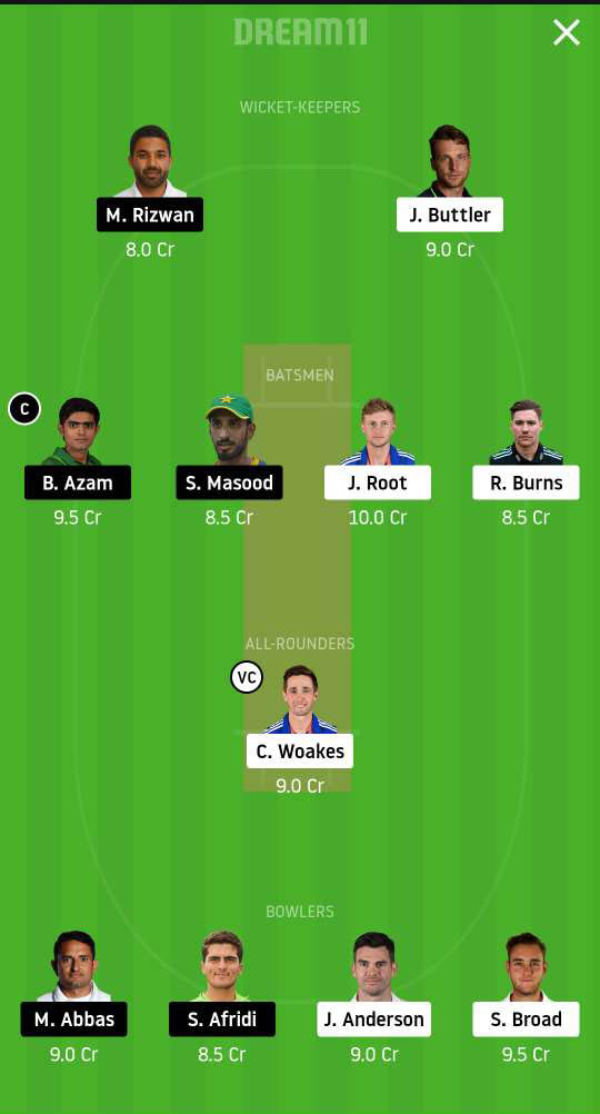 ENG vs PAK Dream11 team - 2