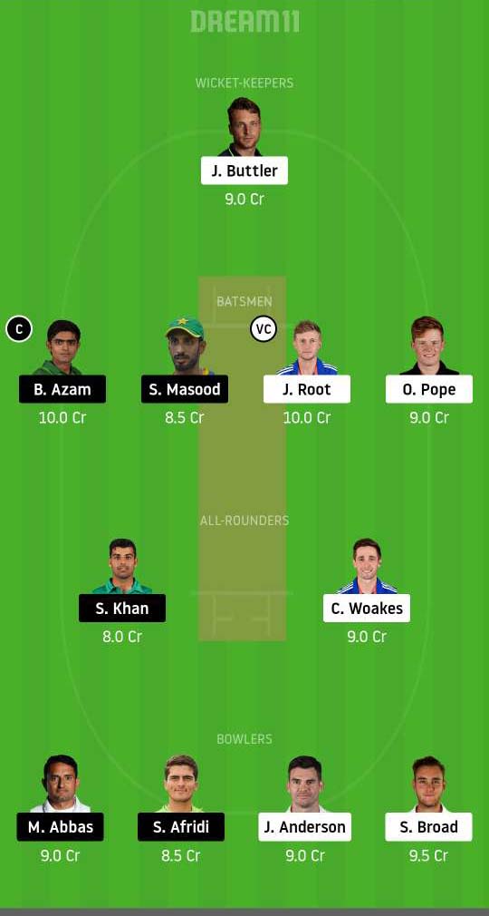 ENG vs PAK Dream11 Team – 2