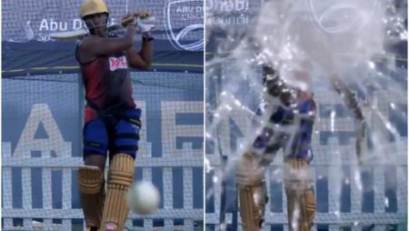 Watch: Andre Russell shatters the camera glass with his brilliant stroke during nets