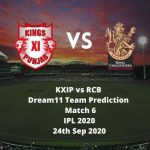 KXIP vs RCB Dream11 Team Prediction | IPL 2020 | Match 6 | 24th Sep 2020