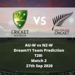AU-W vs NZ-W Dream11 Team Prediction | 2nd T20I | 27th Sep 2020