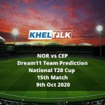 NOR vs CEP Dream11 Team Prediction | National T20 Cup | 15th Match | 9th Oct 2020