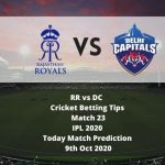 RR vs DC | Cricket Betting Tips | Match 23 | IPL 2020 | Today Match Prediction | 9th Oct 2020