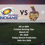 MI vs KKR | Cricket Betting Tips | Match 32 | IPL 2020 | Today Match Prediction | 16th Oct 2020