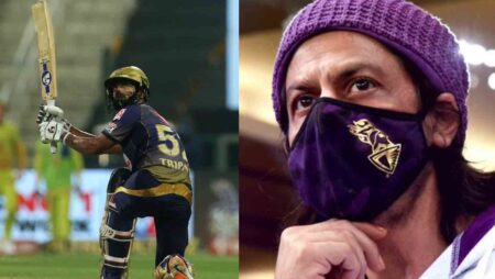 ‘You Still Have To Score 158 Runs’ – Shah Rukh Khan Hilariously Trolls Rahul Tripathi at KKR’s anthem launch