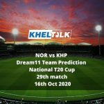 NOR vs KHP Dream11 Team Prediction | National T20 Cup| 29th match | 16th Oct 2020