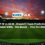ST-W vs AS-W Dream11 Team Prediction | Rebel WBBL | 9th Match | 31st Oct 2020