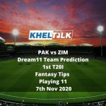 PAK vs ZIM Dream11 Team Prediction | 1st T20I | Fantasy Tips | Playing 11 | 7th Nov 2020