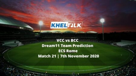 VCC vs BCC Dream11 Team Prediction | ECS Rome | Match 21 | 7th November 2020