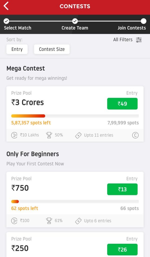 Join Contests Dream11 Predictions