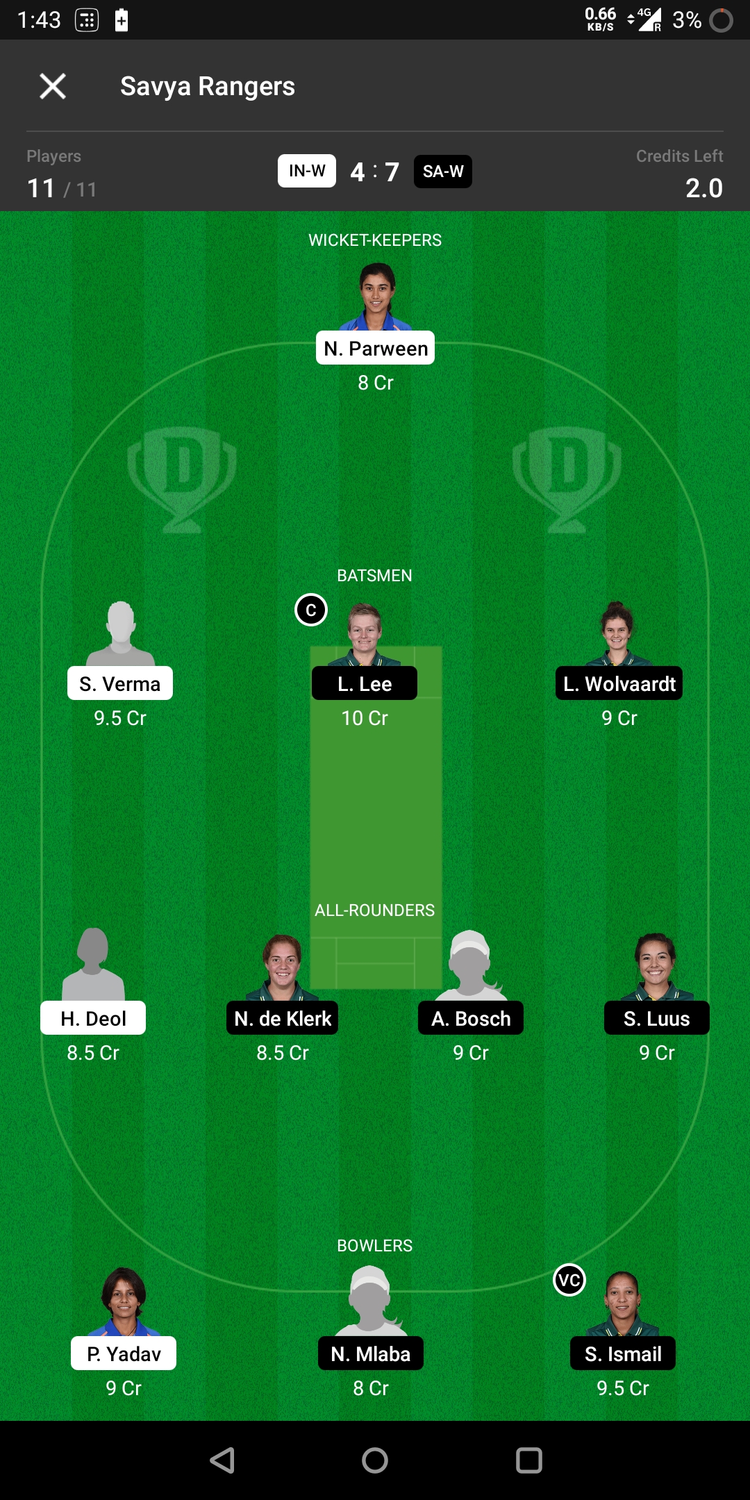 IN-W Vs SA-W Dream11 Prediction 3rd T20 Match Team 23th Mar 2021