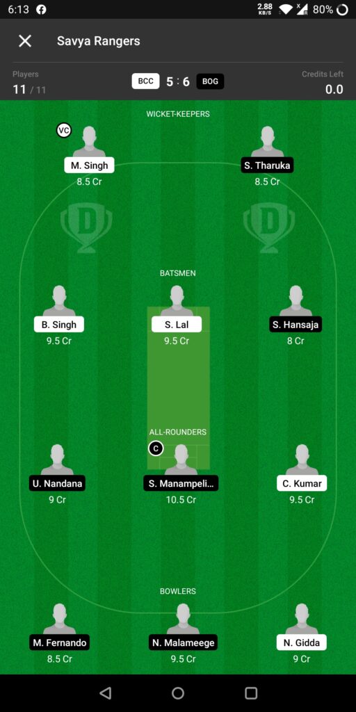 Head to Head Dream11 Team Prediction BCC vs BOG