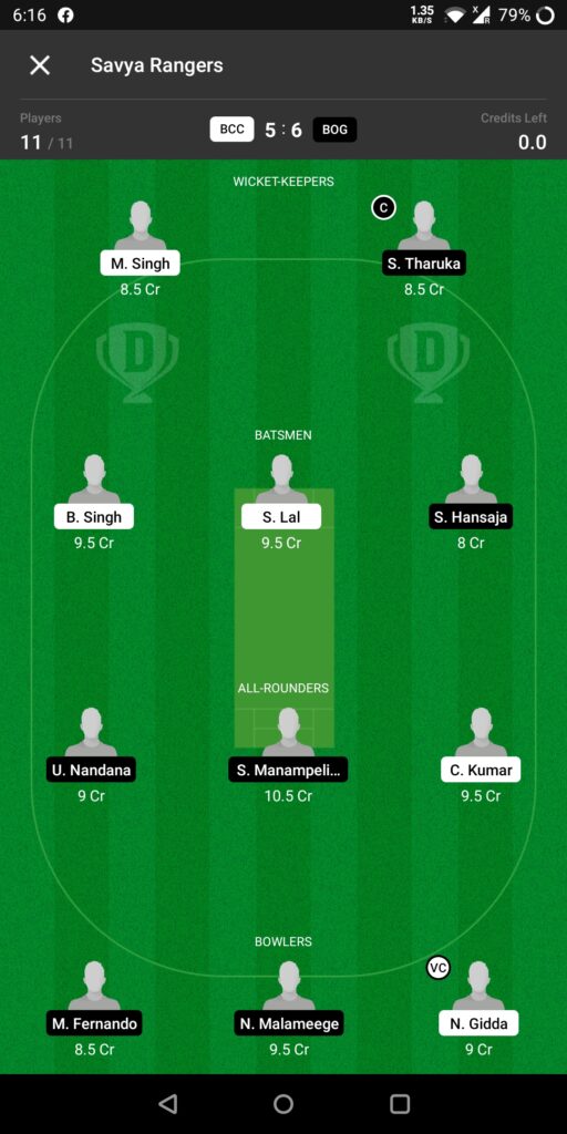 Grand League Team For BCC vs BOG