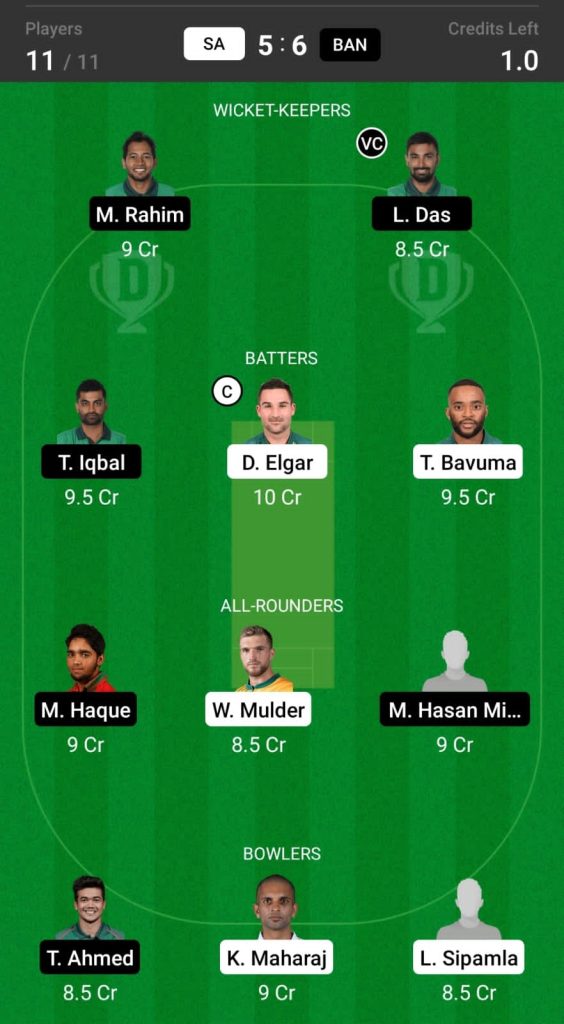 Grand League Dream11 Team Prediction SA vs BAN