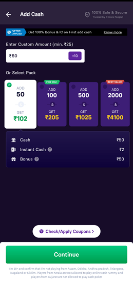 Deposit Money on Gamezy?