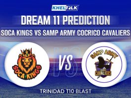 Soca Kings vs Samp Army Cocrico Cavaliers Dream 11 prediction