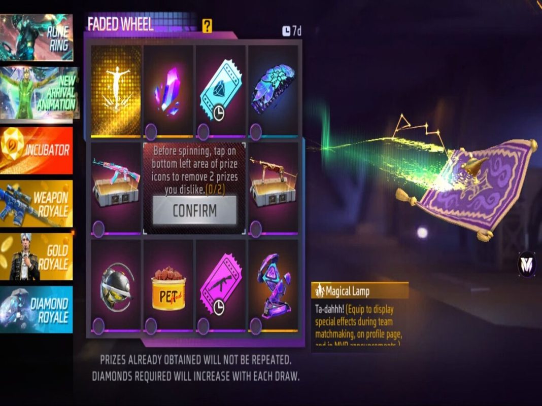 Free Fire Max New Faded Wheel Event Details Rewards