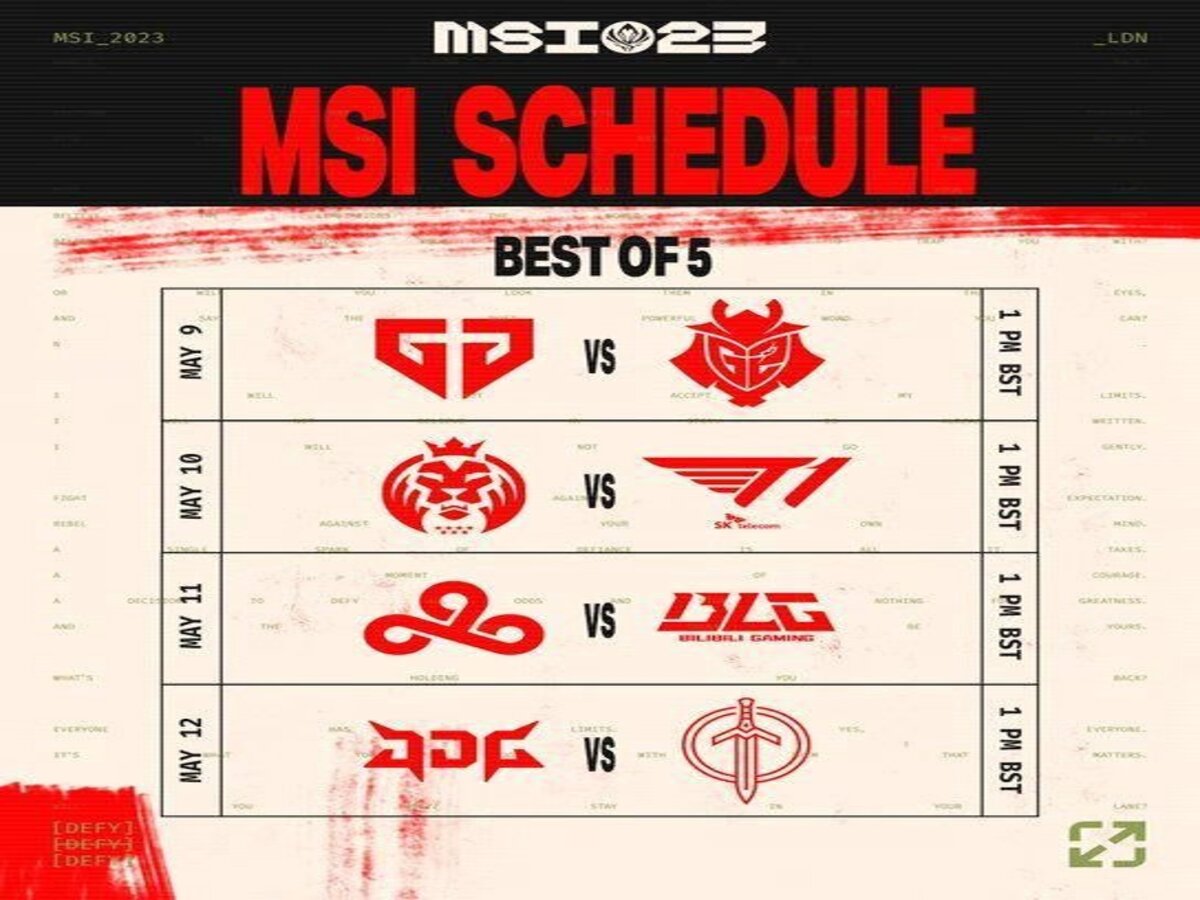 League Of Legends MSI 2023 Main Stage Schedule, Participating Teams