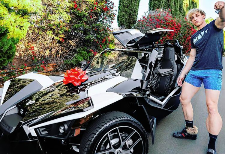 Logan Paul with his Polaris Slingshot Car