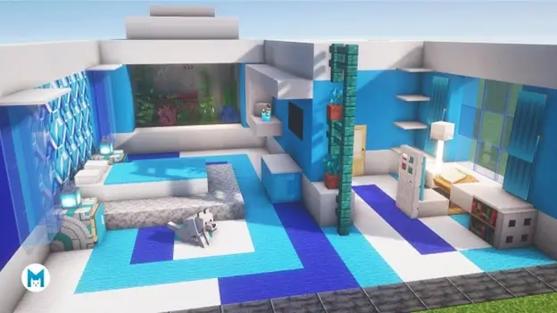 Minecraft Living Room with Aquarium Interior