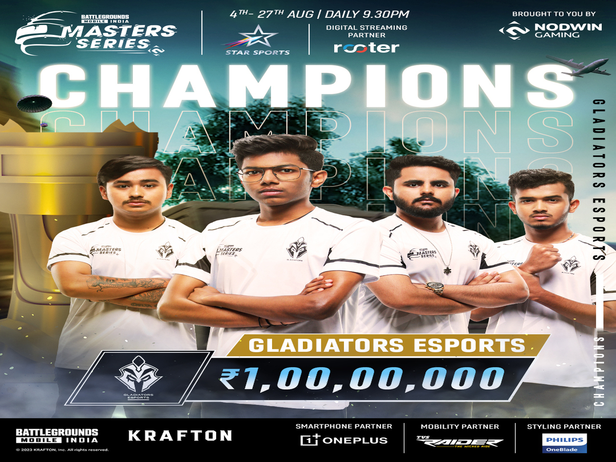 Gladiators Esports Wins BGMI Masters Series Season 2 (BGMS 2023) with  one-point Lead and Bags Rs 1 Crore Prize Money - MySmartPrice