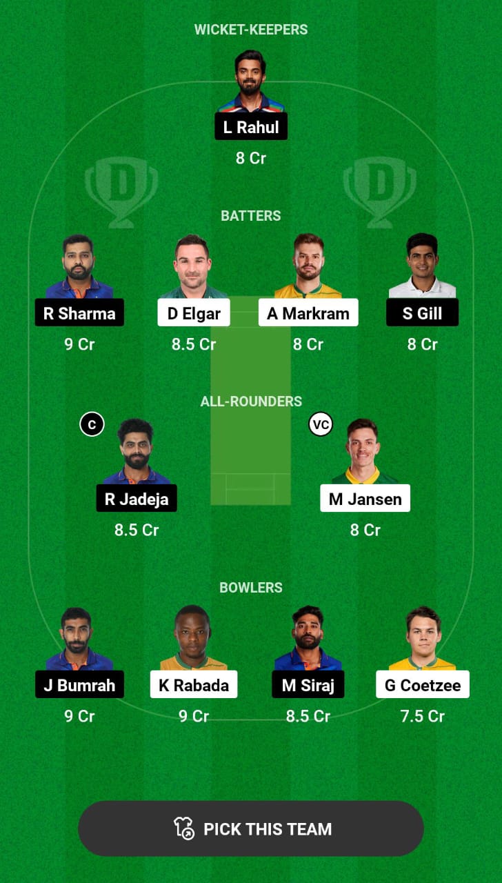  Head-to-Head Dream11 Team Prediction SA vs IND