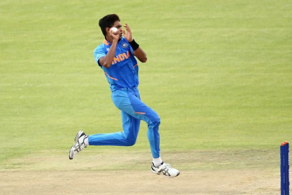 Kartik Tyagi bowling for India