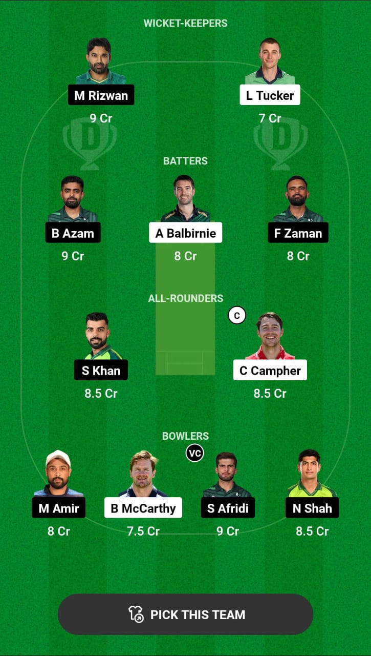 IRE vs PAK 1st T20I Dream11 Prediction
