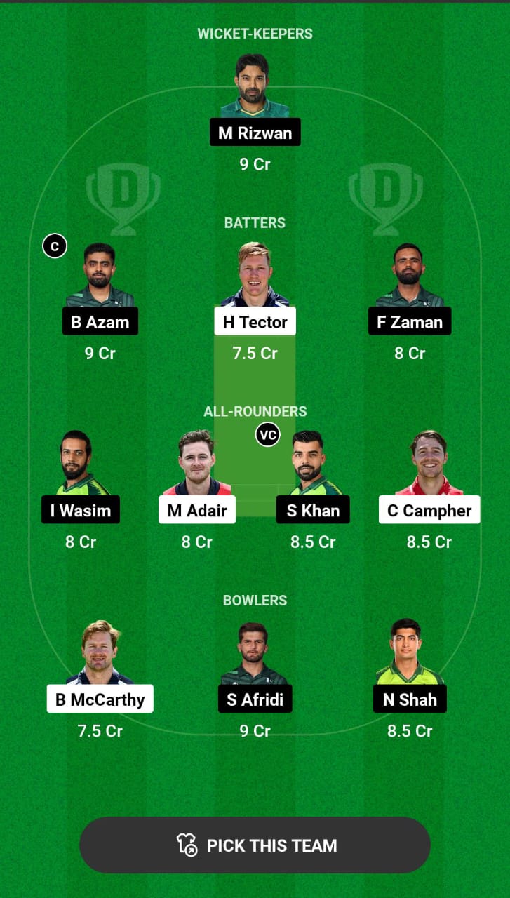 IRE vs PAK 1st T20I Dream11 Prediction
