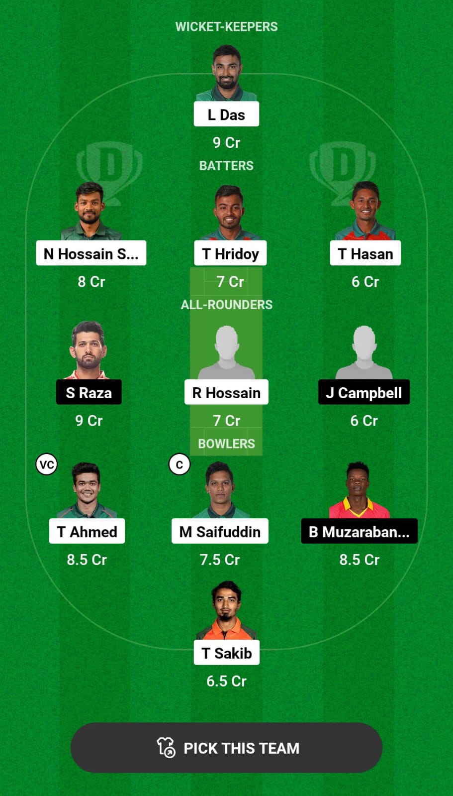 BAN vs ZIM 5th T20I Dream11 Prediction
