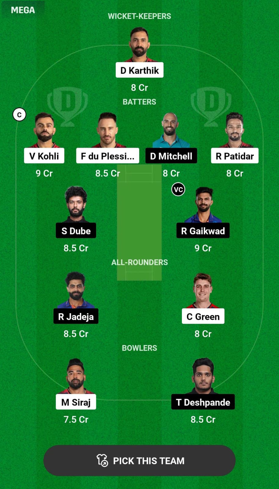 RCB vs CSK Dream11 Prediction
