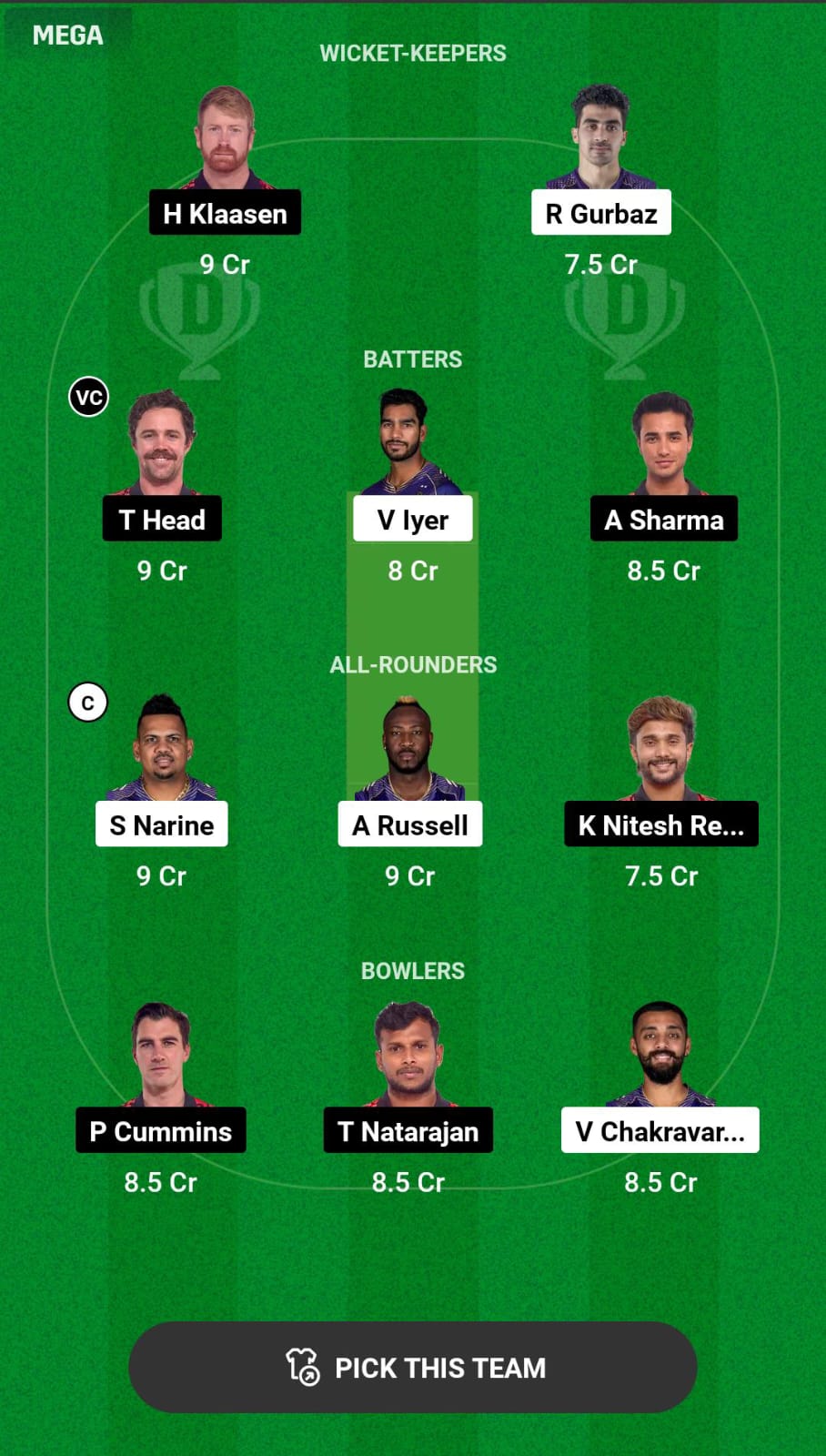 KKR vs SRH Qualifier 1 Dream11 Prediction
