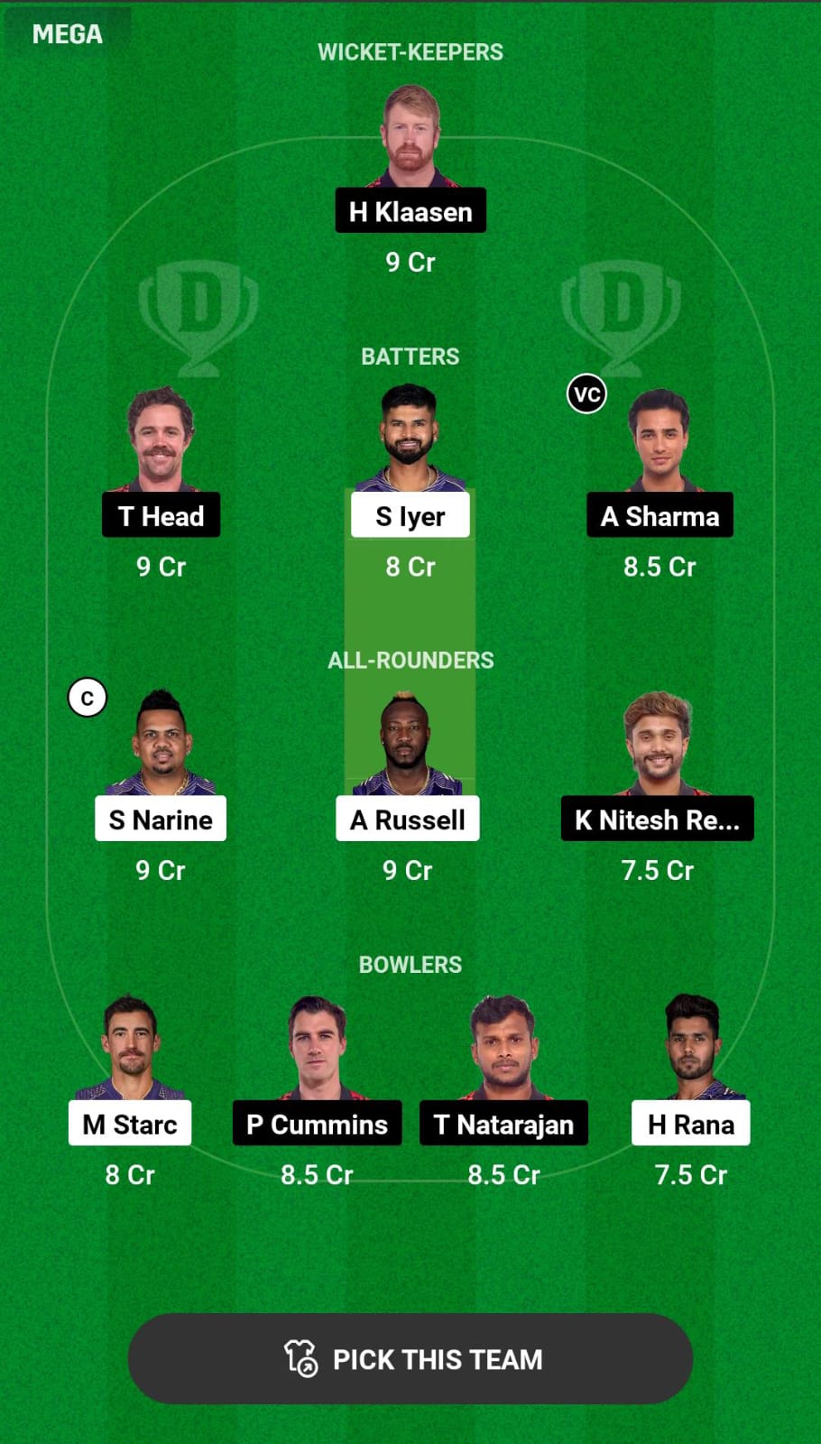 KKR vs SRH Qualifier 1 Dream11 Prediction
