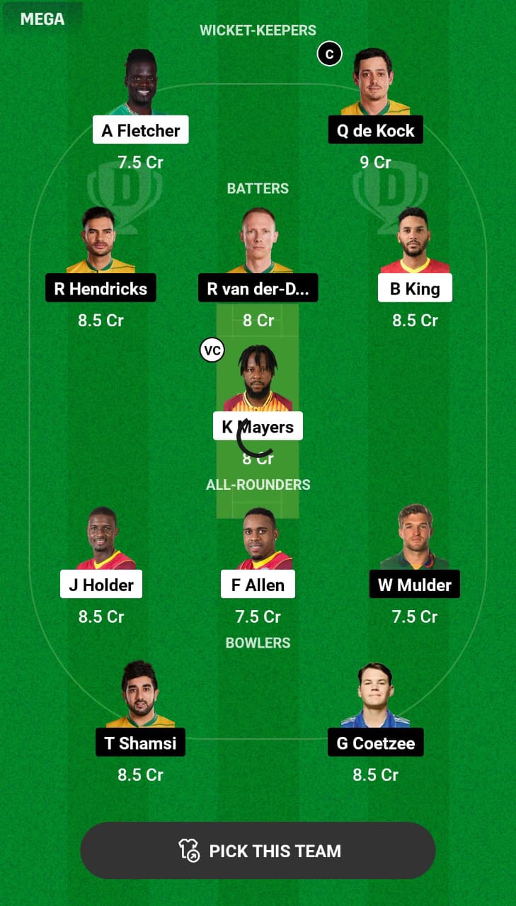 WI vs SA 1st T20I Dream11 Prediction
