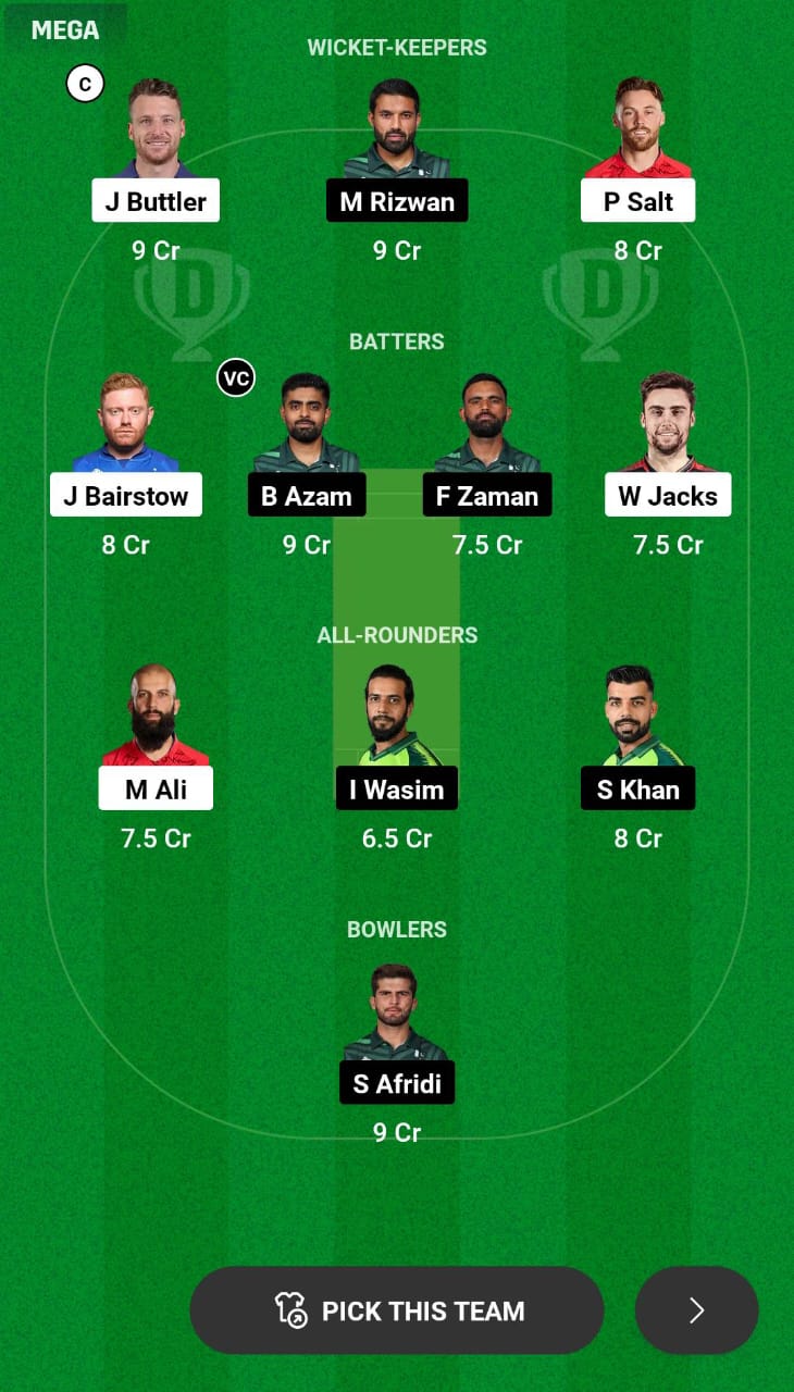 ENG vs PAK 4th T20I Dream11 Prediction