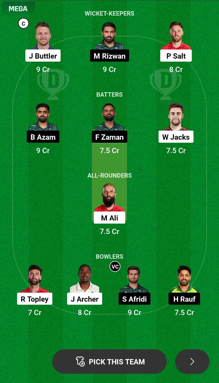 ENG vs PAK 4th T20I Dream11 Prediction