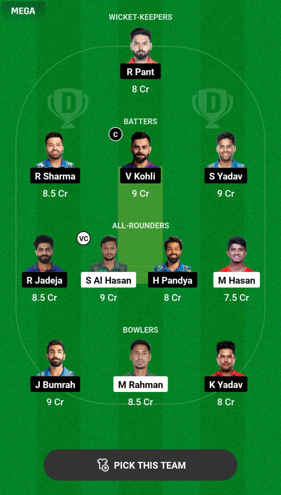 BAN vs IND Warm-up Dream11 Prediction
