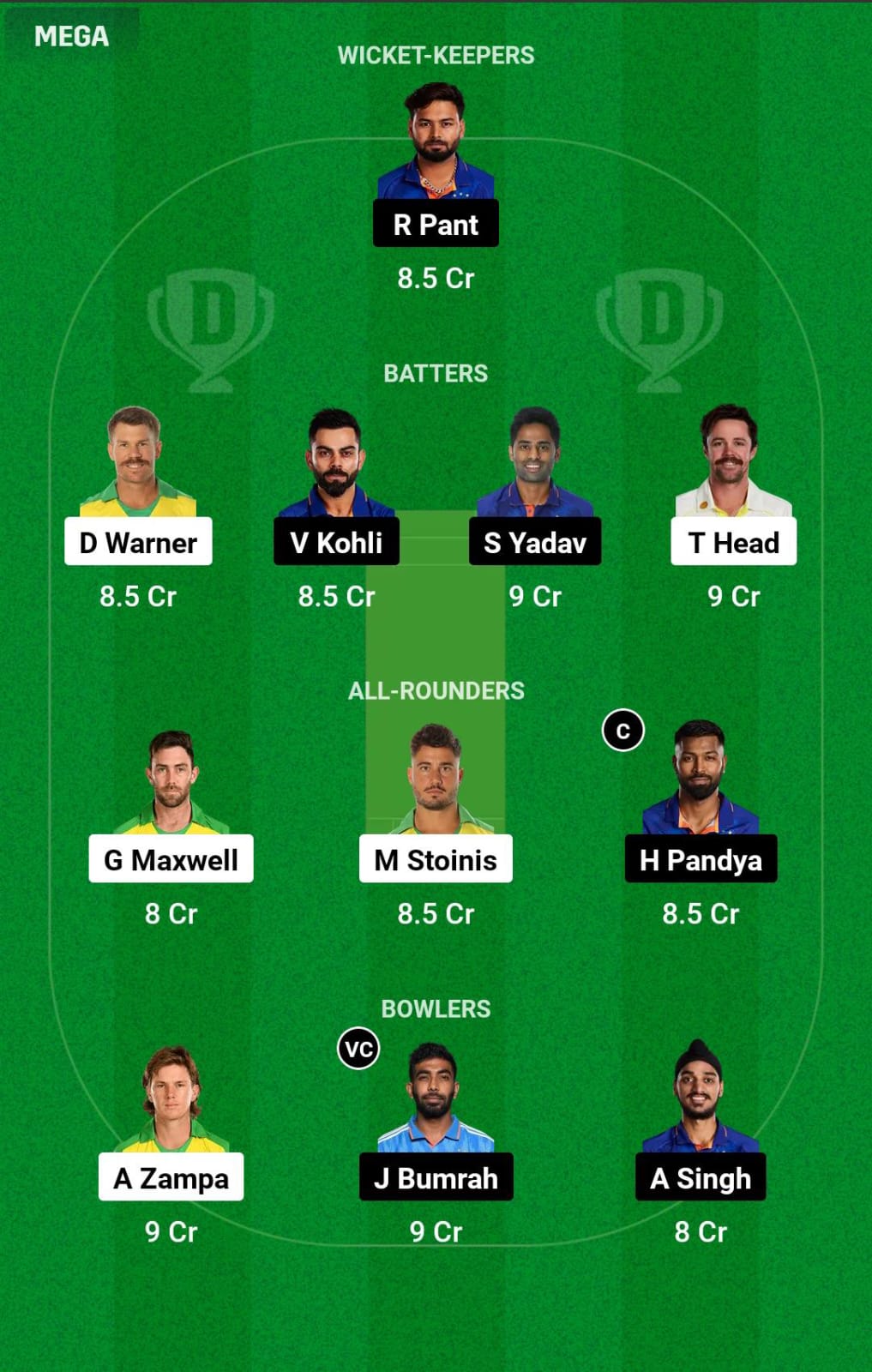 AUS vs IND WC Dream11 Prediction