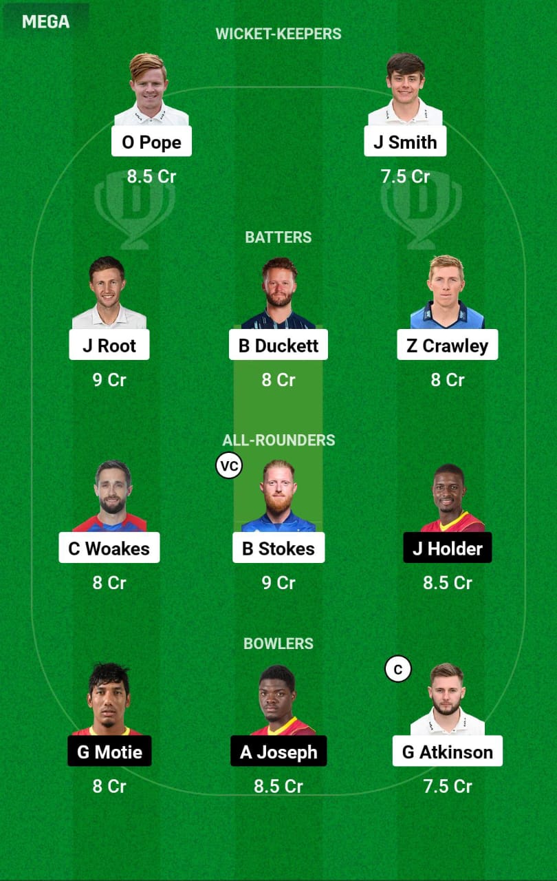 ENG vs WI 2nd Test Dream11 Prediction
