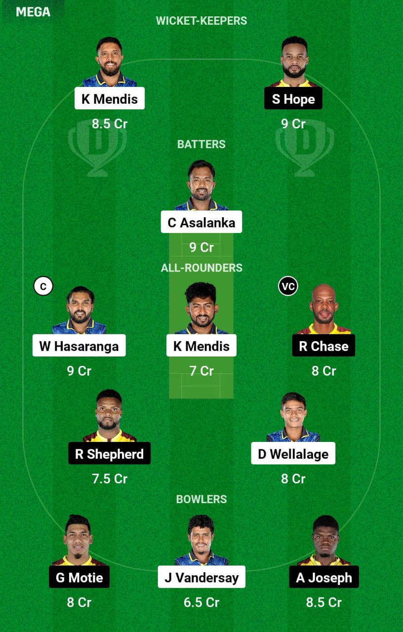 SL vs WI 2nd ODI Dream11 Prediction