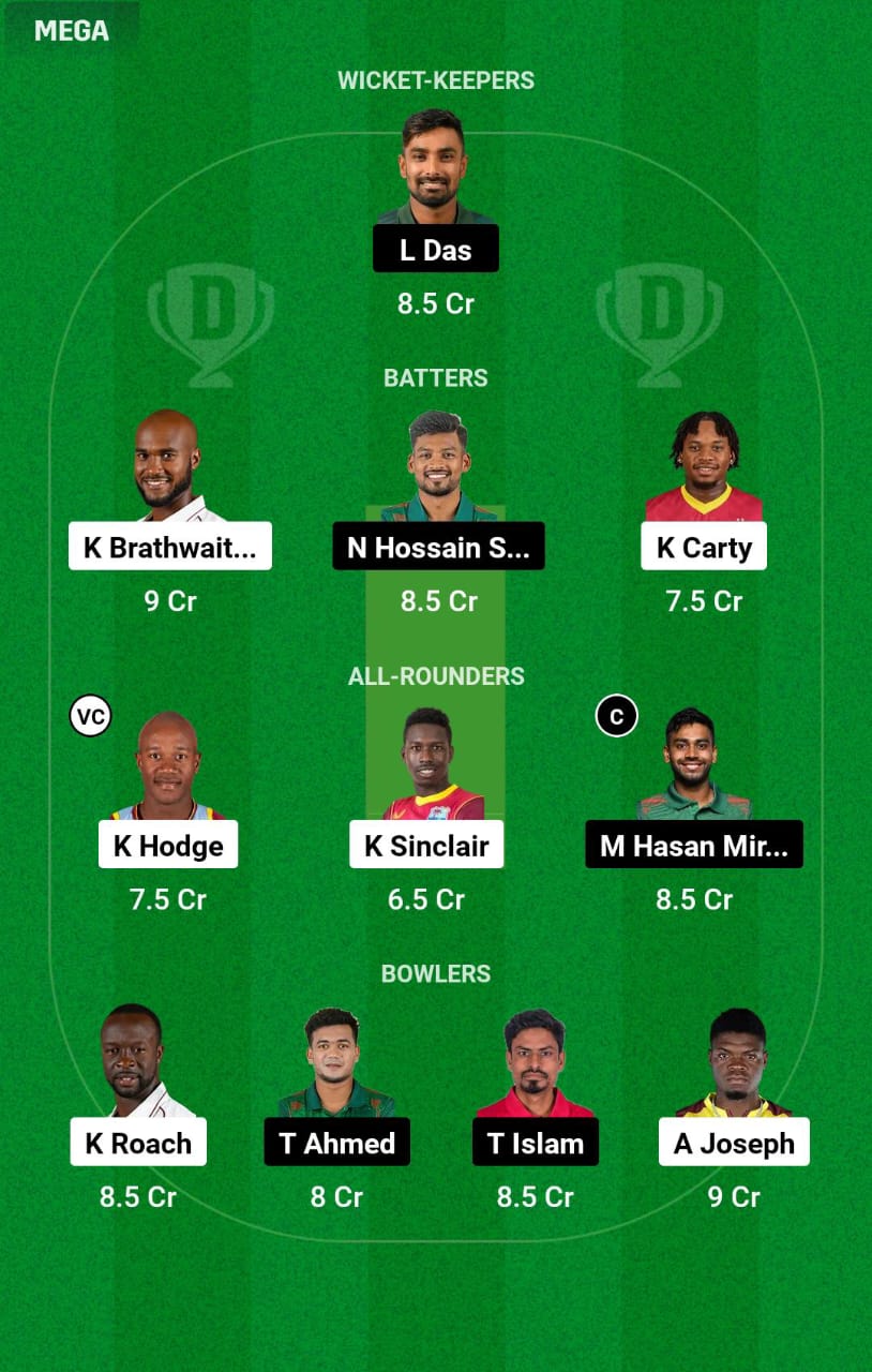 WI vs BAN 1st Test Dream11 Prediction