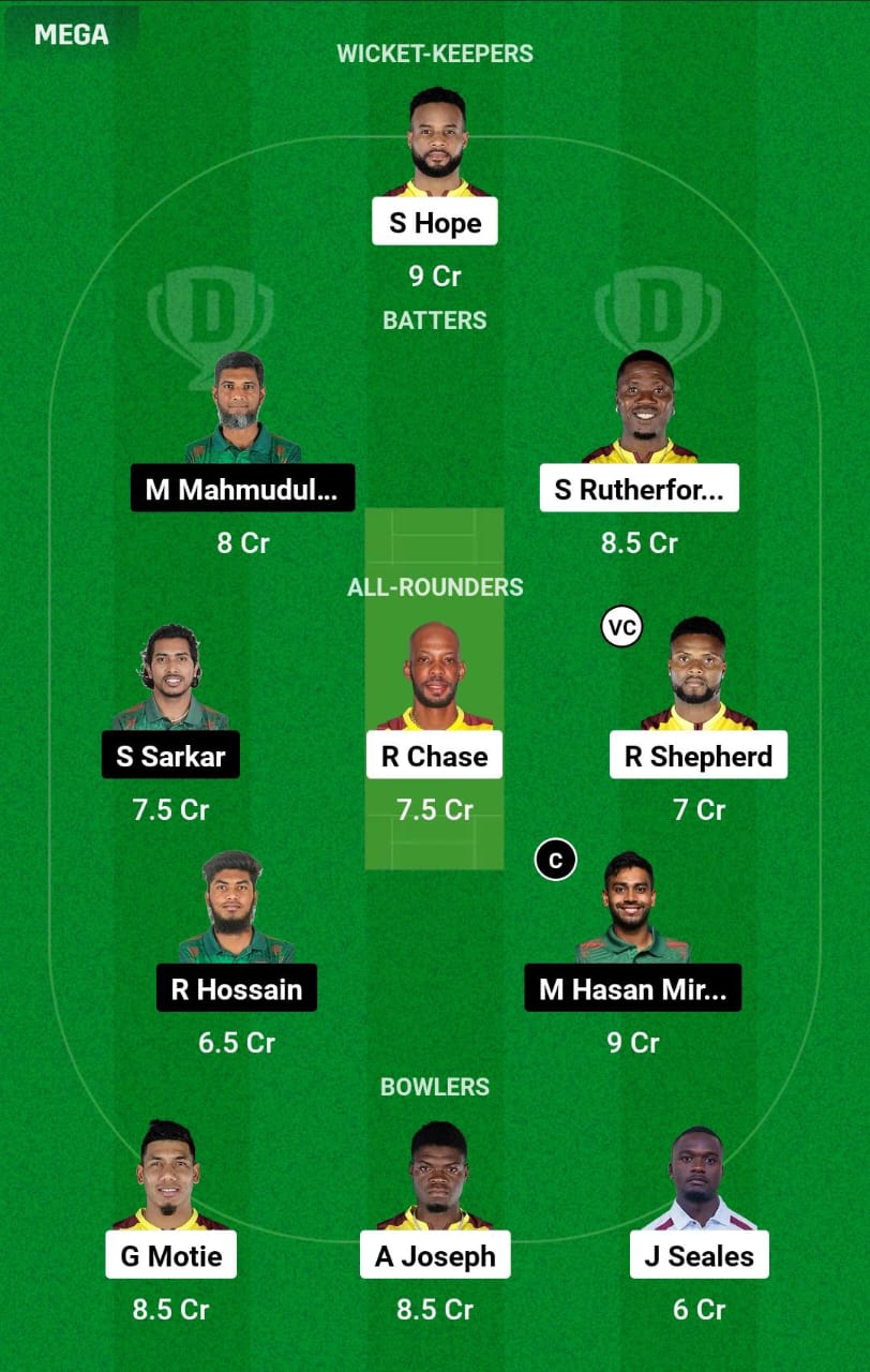 WI vs BAN 2nd ODI Dream11 Prediction