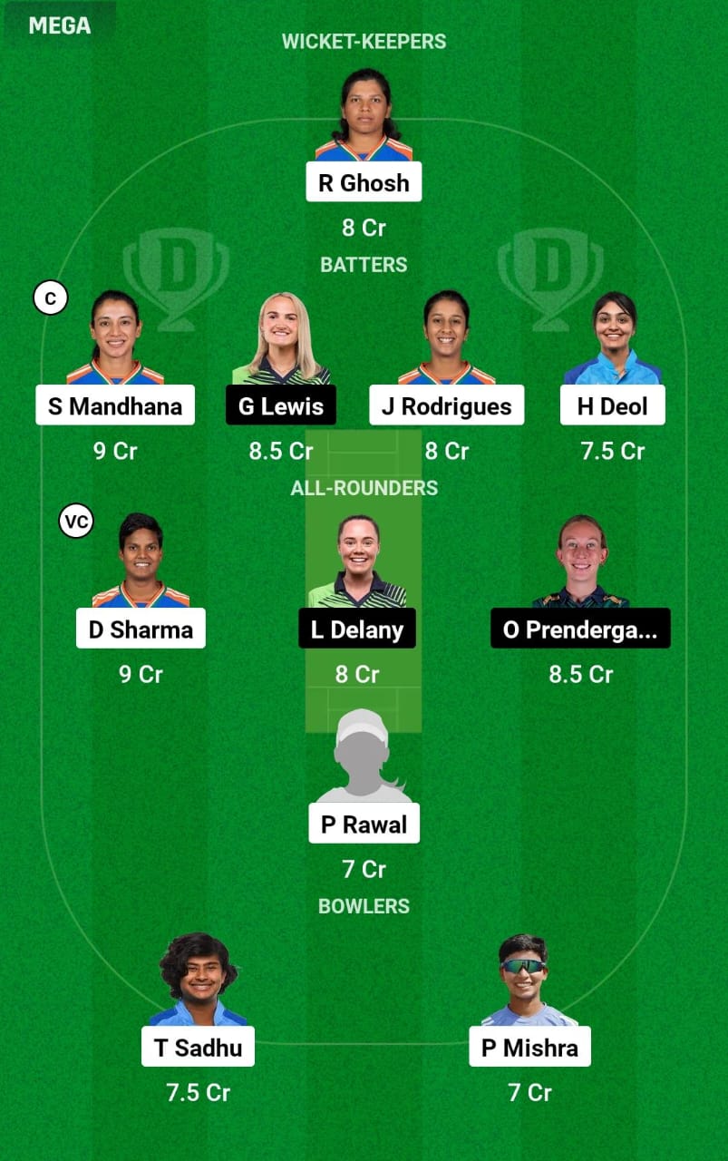 IND-W vs IRE-W 2nd ODI Dream11 Prediction
