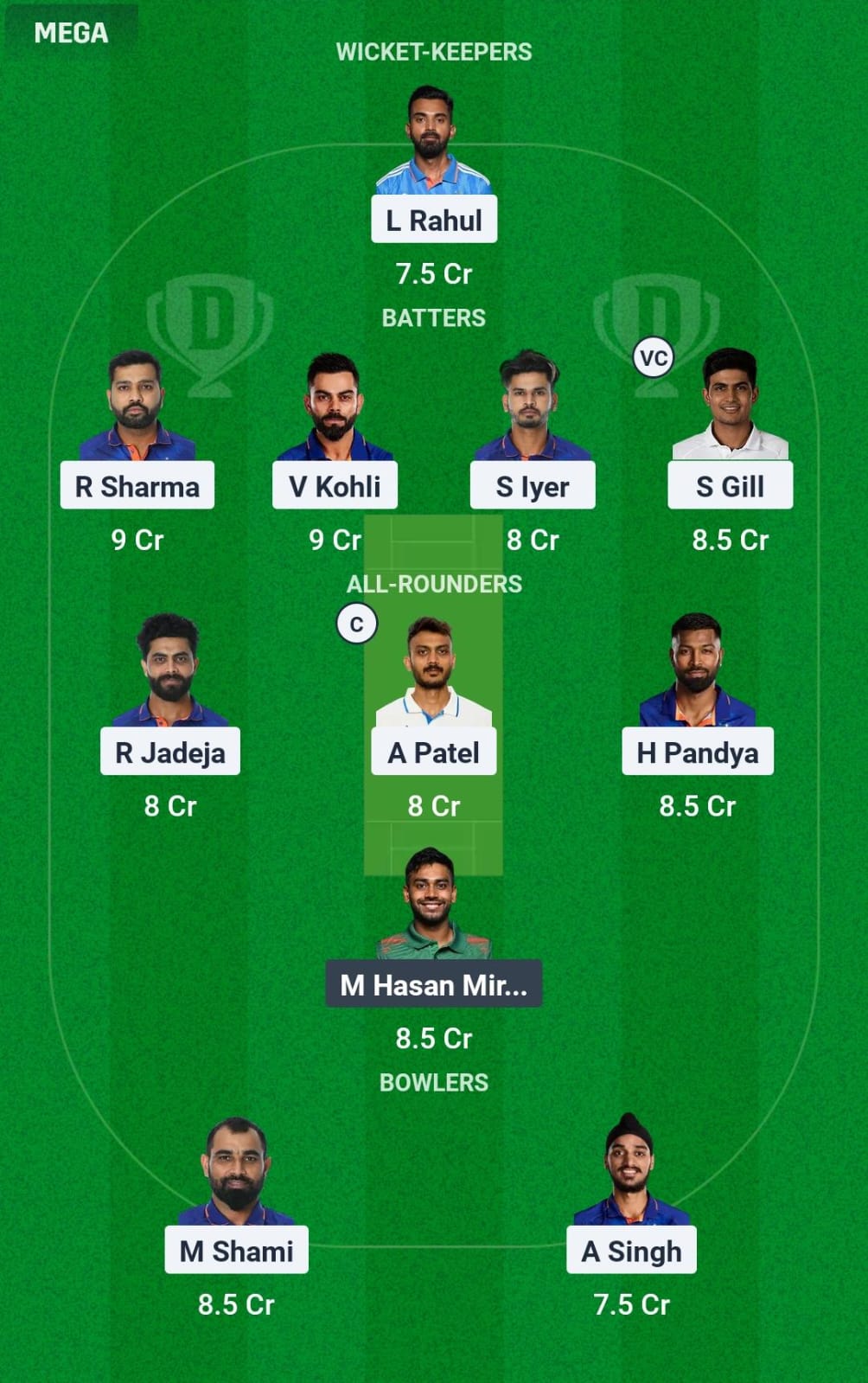 Dream11 Team Prediction IND vs BAN Today 