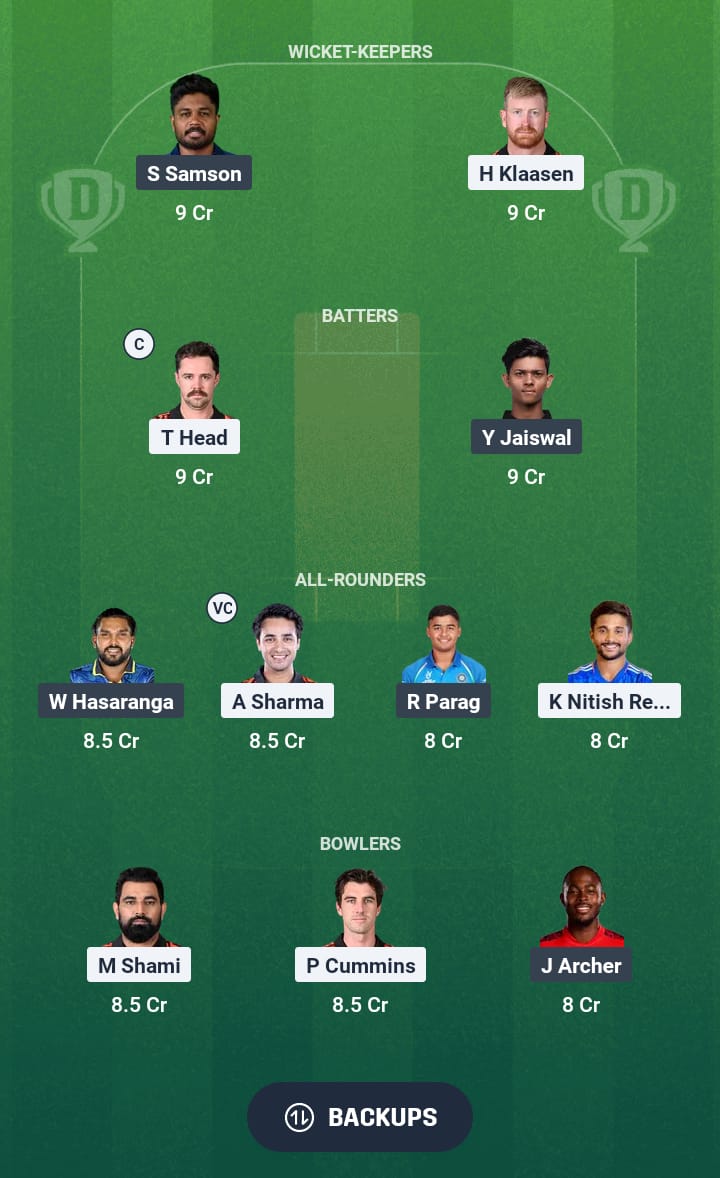 SRH vs RR Dream11 Prediction 