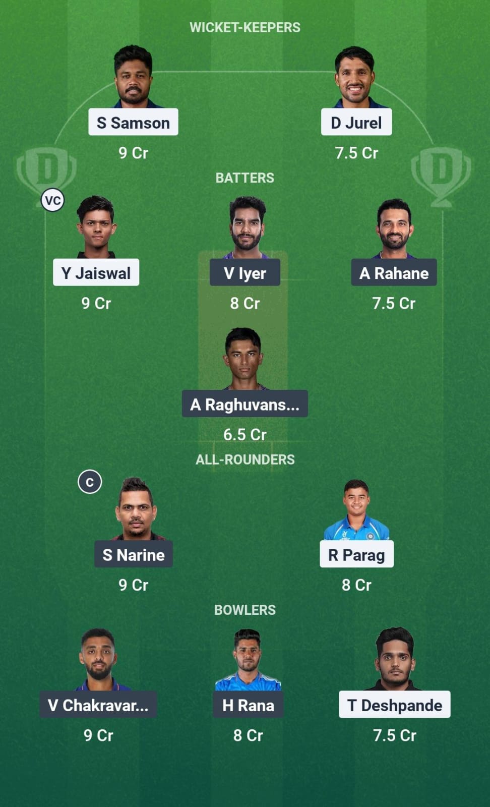 Dream11 Team Prediction RR vs KKR